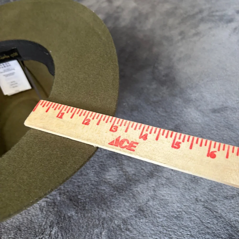 House of Harlow 1960 Fedora Womens OS Olive Green Wool Wide Brim Hat RN75343
